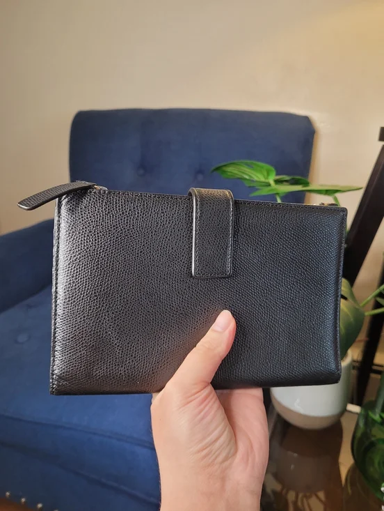 Everlane Black Pebbled Leather The Traveler Large Zippered Wallet Billfold - Picture 12 of 16